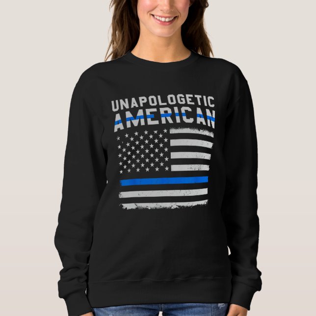 Camiseta Bandeira Americana Indesculpável Thin Blue Line Pa (Frente)