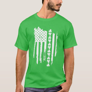 Camiseta Bandeira americana irlandesa Lucky Shamrock Rua Da