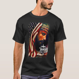 Camiseta Bandeira Americana Jesus Christian Citando Bíblia 