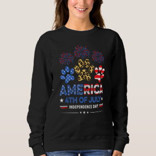 Camiseta Bandeira Americana Leopardo Corações em 4 de julho