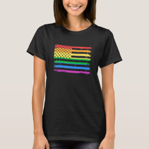 Camiseta Bandeira Americana LGBT Arco-íris Americano Gay Lé