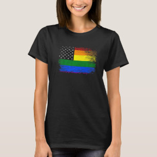 Camiseta Bandeira americana LGBT Gay Lésbica Orgulho Transg