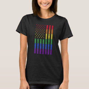 Camiseta Bandeira americana LGBT Orgulho Arco-íris Gay Lésb
