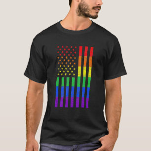 Camiseta Bandeira Americana Lgbt Orgulho Arco-íris Gay Lésb