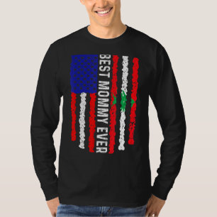 Camiseta Bandeira Americana Libanesa Melhor Mamãe Da Famíli