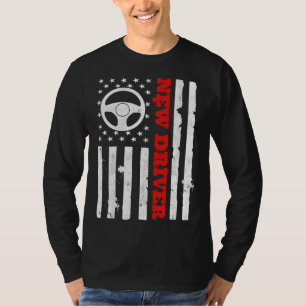 Camiseta Bandeira Americana Licença de Condução EUA Dirigin