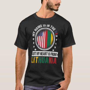 Camiseta Bandeira Americana Lituana Heart Lituânia American