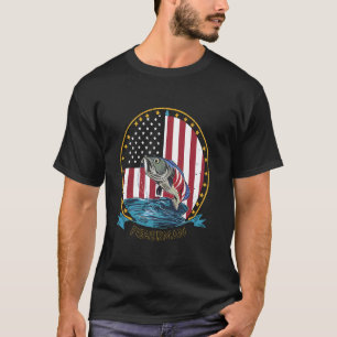 Camiseta Bandeira Americana Loucura Divertida de Pesca