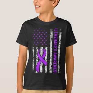 Camiseta bandeira americana luta conscientização alzheimer