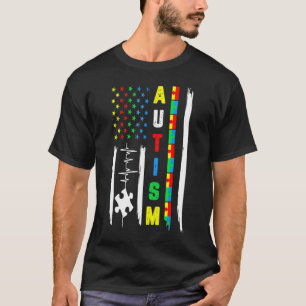 Camiseta Bandeira Americana Lutam Quebra-cabeça de Fita Sen