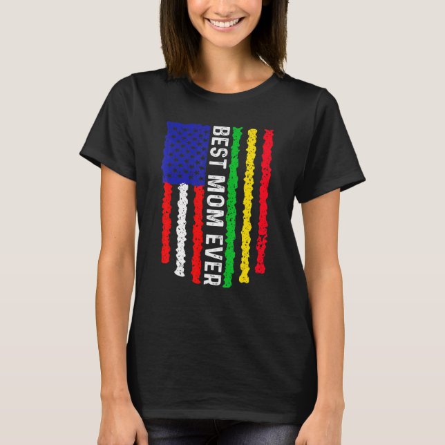 Camiseta Bandeira Americana Mali Melhor Mãe Família do Nunc (Frente)