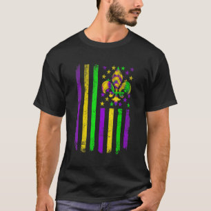 Camiseta Bandeira Americana Mardi Gras Fleur De Lys Retro M