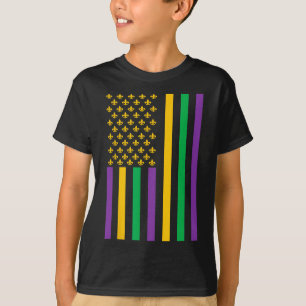 Camiseta Bandeira Americana Mardi Gras Mardi Gras Crawfish