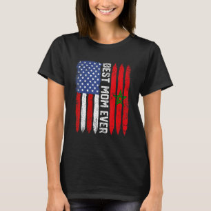 Camiseta Bandeira Americana Marrocos Melhor Mãe Família