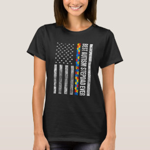 Camiseta Bandeira Americana Melhor Pai Adotivo de Autismo d