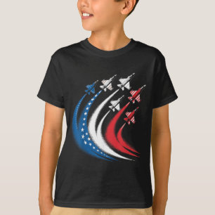 Camiseta Bandeira Americana Menino Avião de Combate Criança