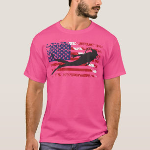 Camiseta Bandeira Americana Mergulhador Scuba Mergulho