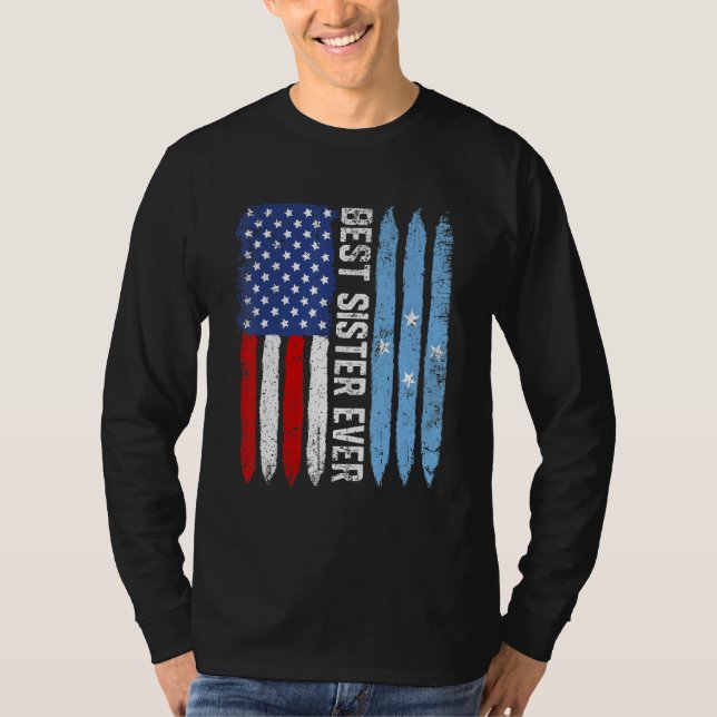 Camiseta Bandeira Americana Micronésia Sinalizador Melhor I (Frente)