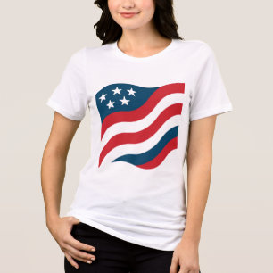Camiseta Bandeira Americana Moderna Ondulante 4 de Julho