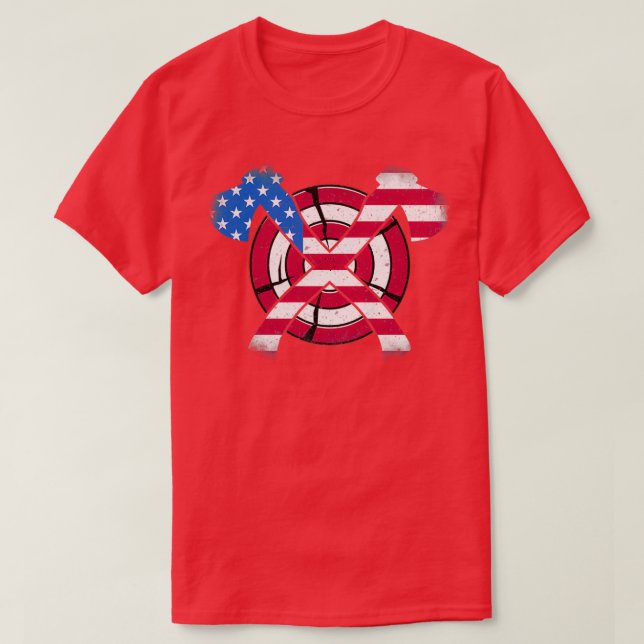 Camiseta Bandeira Americana na Ax Engraçada Thrower (Frente do Design)