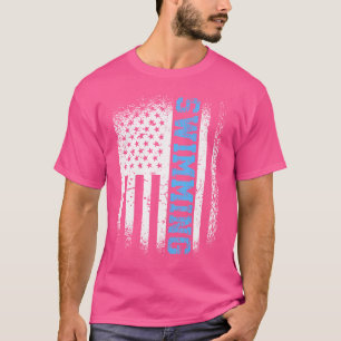 Camiseta Bandeira Americana Nadando Natação Nadadora Americ