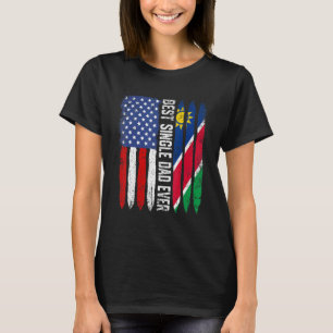 Camiseta Bandeira Americana Namíbia Melhor Pai De Solteiro