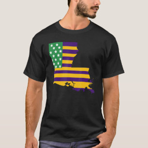 Camiseta Bandeira Americana Nova Orleans Louisiana Mapa Car