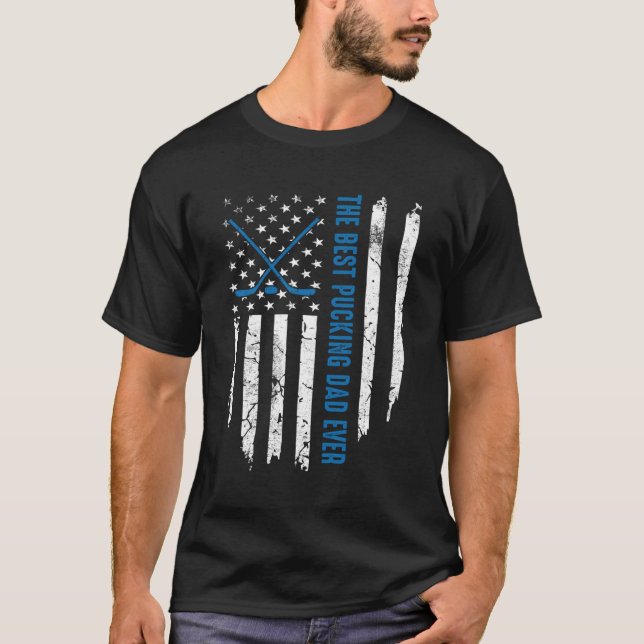 Camiseta Bandeira Americana O Melhor Pai De Enxergar O Hóqu (Frente)