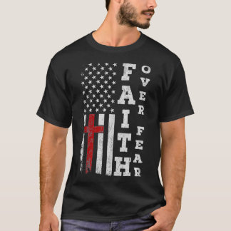 Camiseta Bandeira Americana Orgulha A Fé Cristã Sobre O Med