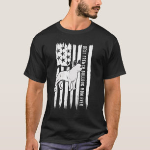 Camiseta Bandeira Americana Orgulhosa Bulldog Francês Mãe F