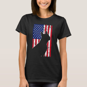 Camiseta Bandeira Americana Pai Cachorro Francês Mãe Puppy