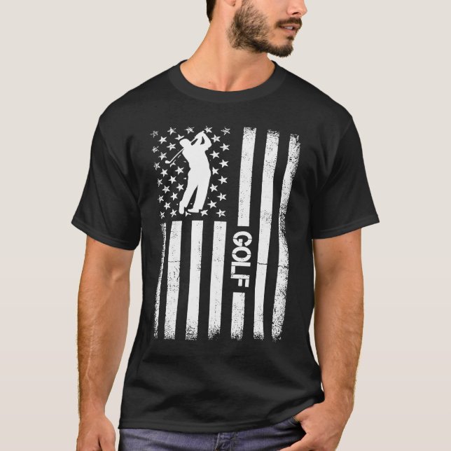 Camiseta Bandeira Americana Para Golfe (Frente)