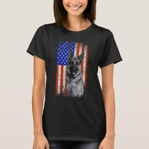 Camiseta Bandeira Americana Pastor Alemão Pai Mãe Cachorro