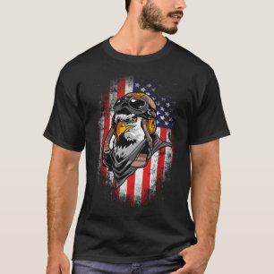 Camiseta Bandeira Americana Patriota Veterano Águia Careca