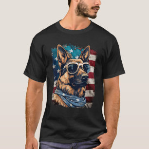 Camiseta Bandeira Americana Patriótica 4º De German shepher