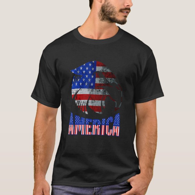Camiseta Bandeira Americana Patriótica Americana em 4 de ju (Frente)