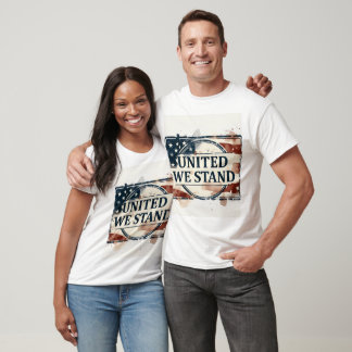 Camiseta Bandeira Americana Patriótica Aquarela 'Unidos Nós