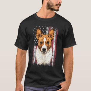 Camiseta Bandeira Americana Patriótica Basenji Dog Usa