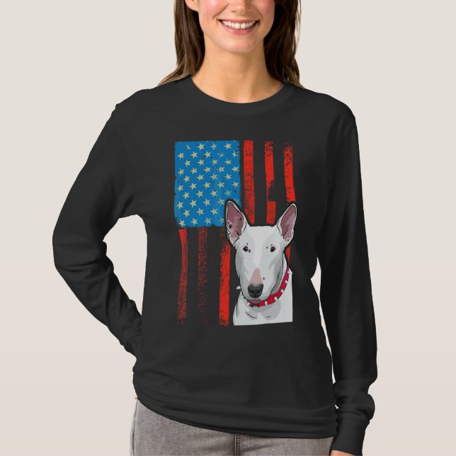 Camiseta Bandeira Americana Patriótica Bull Terrier (Frente)