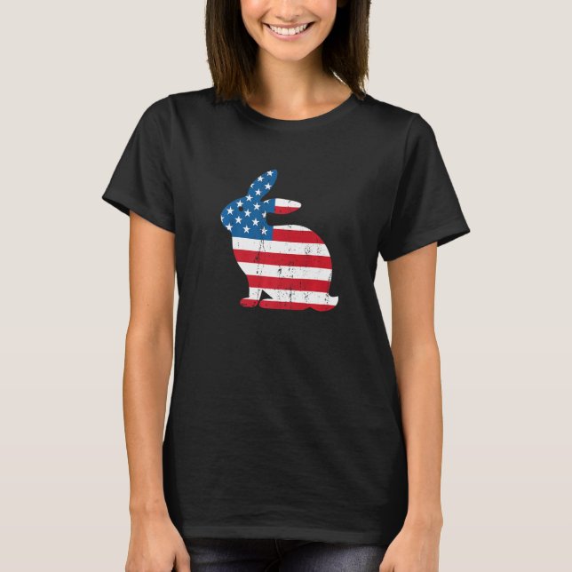 Camiseta Bandeira Americana Patriótica Bunny Graphic E (Frente)