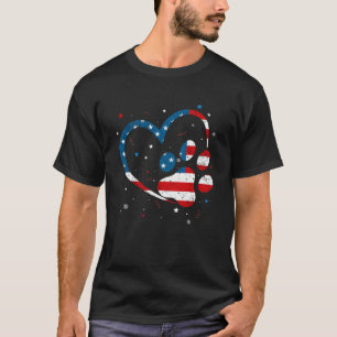 Camiseta Bandeira Americana Patriótica Cão & Gato Impressão