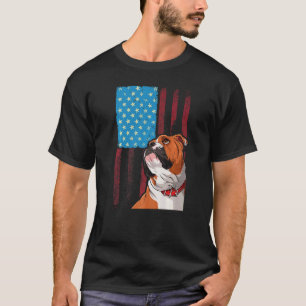 Camiseta Bandeira Americana Patriótica Cão Inglês Buldoso
