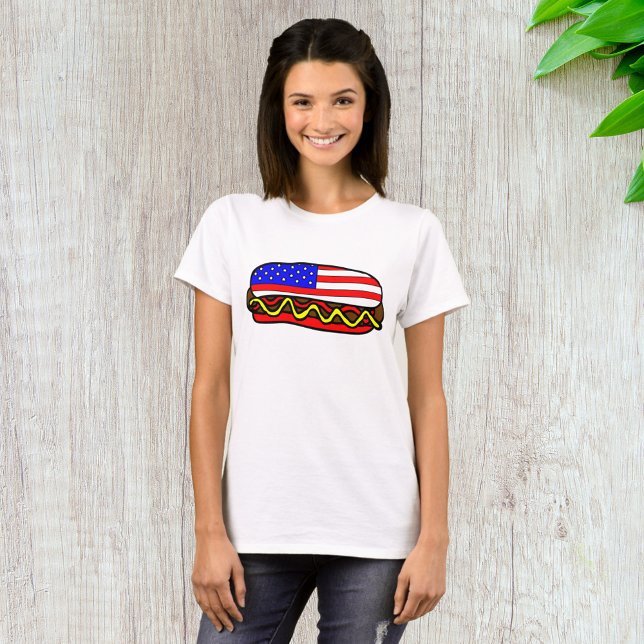 Camiseta Bandeira Americana Patriótica Cão Quente (Criador carregado)