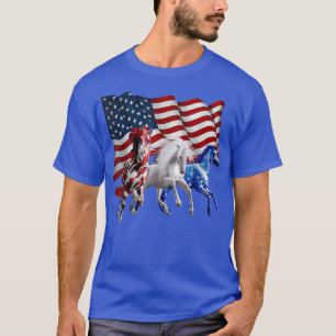 Camiseta Bandeira Americana Patriótica Cavalo Vintage
