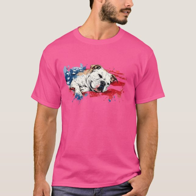 Camiseta Bandeira Americana Patriótica com Cão (Frente)