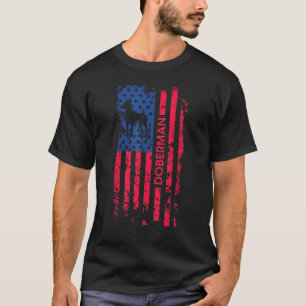 Camiseta Bandeira Americana Patriótica Do Doberman Dog 4 De