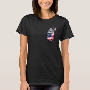 Camiseta Bandeira Americana Patriótica EUA Para Mulheres Mã