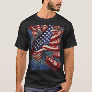 Camiseta Bandeira Americana Patriótica Fractal