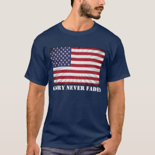 Camiseta Bandeira Americana Patriótica Glória nunca desap