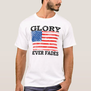 Camiseta Bandeira Americana Patriótica Glória Nunca Desap